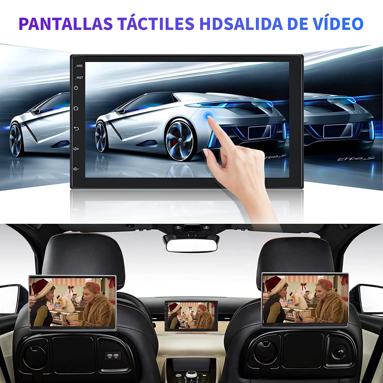 FINYQBET Autoestereos para Carro de Android 11 de 9210S,Estéreo para Pantalla Carplay para Auto con Android Auto,Pantalla HD Mirrorlink,FM,GPS,Bluetooth y más