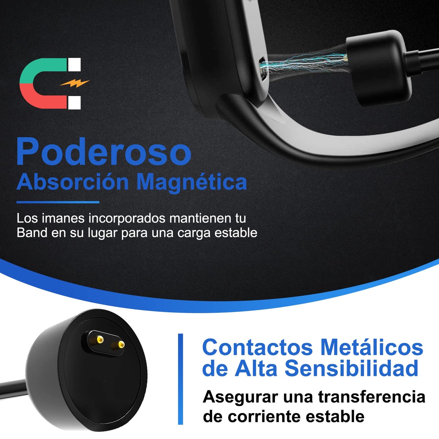 YOU ER MEI 2 Piezas Cable de Carga Compatible para Xiaomi Mi Band 7/Band 6/Band 5, Cargador USB Magnético de 40 cm, Adaptador de Carga Mi Smart Band, Mi Band 7/Band 6/Band 5 (Negro)