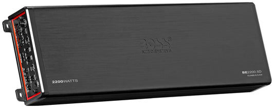 BOSS Audio Systems Elite BE2200.5D Amplificador de Coche de 5 Canales Clase D 2200 W, 2 Ohm Estable, Digital, Rango Completo, Fuente de alimentación Mosfet, Ideal para Altavoces y subwoofers