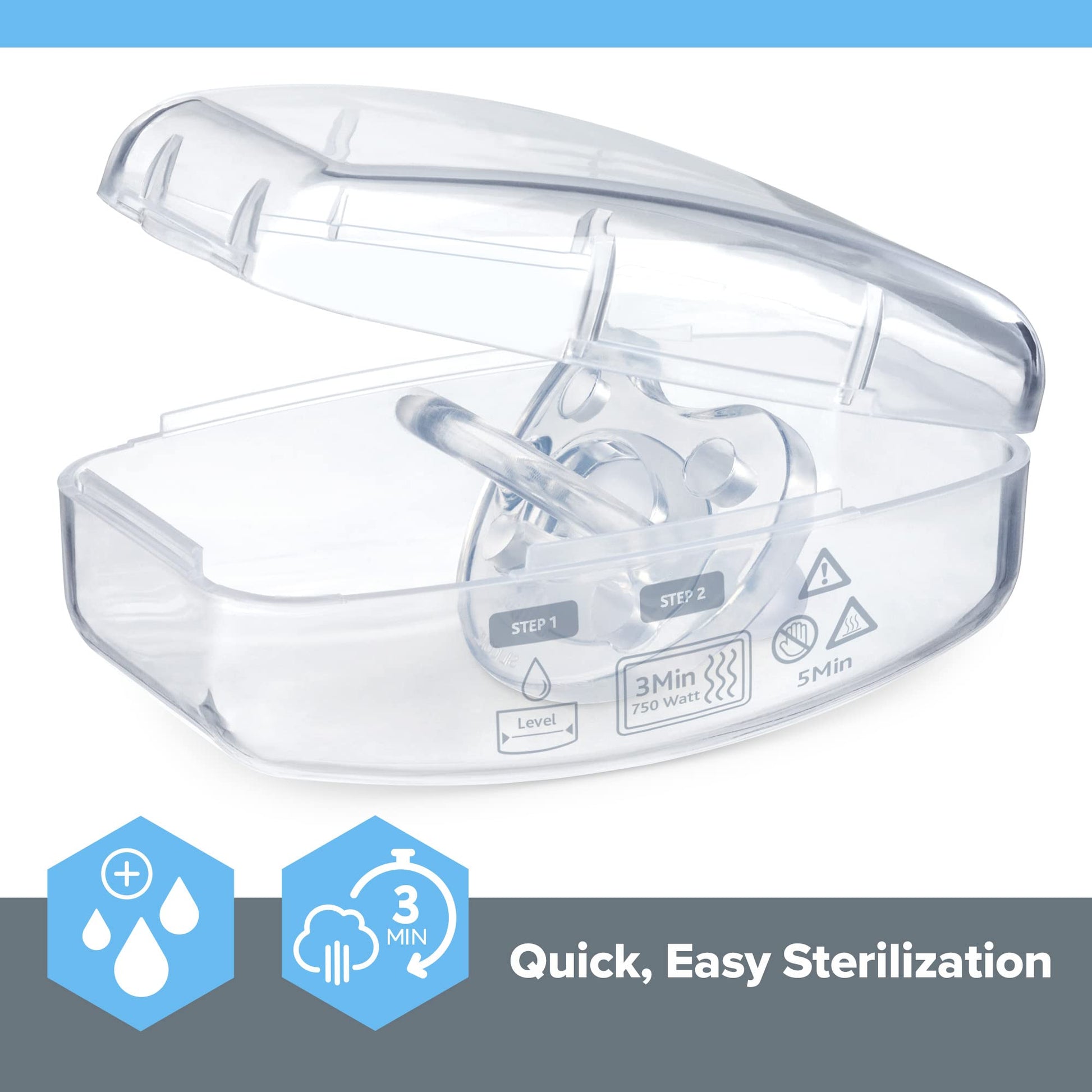 Chicco PhysioForma Chupete de una pieza 100% silicona suave para bebés de 0 a 6 m, transparente, ortodóntico, sin BPA, 4 unidades con estuche esterilizante