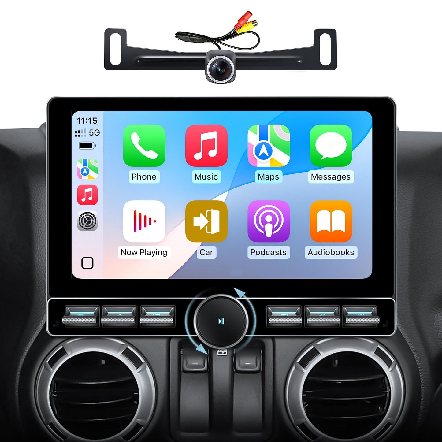Estéreo de coche 4G+64GB para Jeep Wrangler JK 2007-2018, Dodge Ram 1500 2500 Radio de actualización - CarPlay inalámbrico Android Auto con botón de volumen físico, pantalla táctil QLED, cámara de