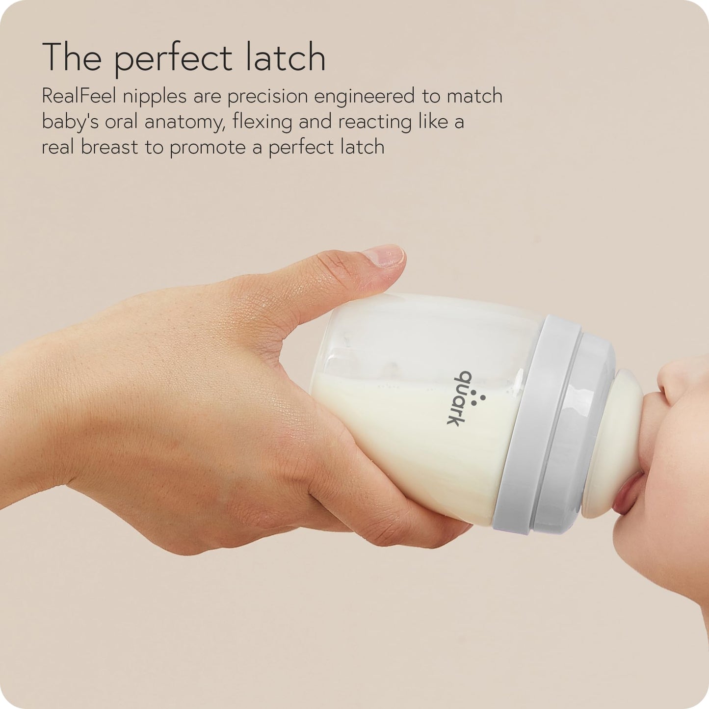 Quark Biberón BuubiBottle Mini de flujo lento para bebés recién nacidos - con tetina anticólicos RealFeel para simular la lactancia materna - Libre de BPA, PVC y toxinas -