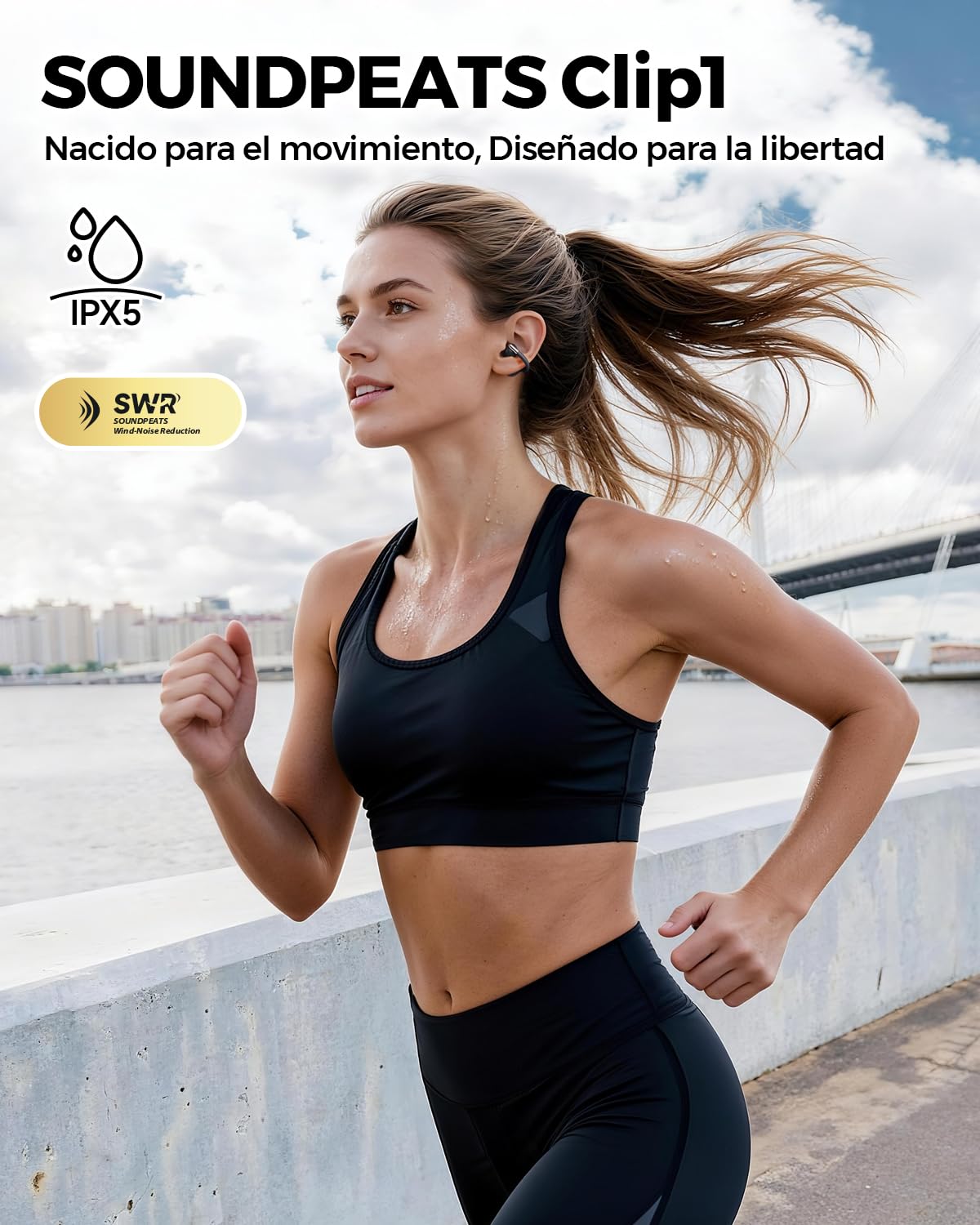 Audífonos Inalámbricos SoundPEATS Open Ear Bluetooth 6.0 Negro
