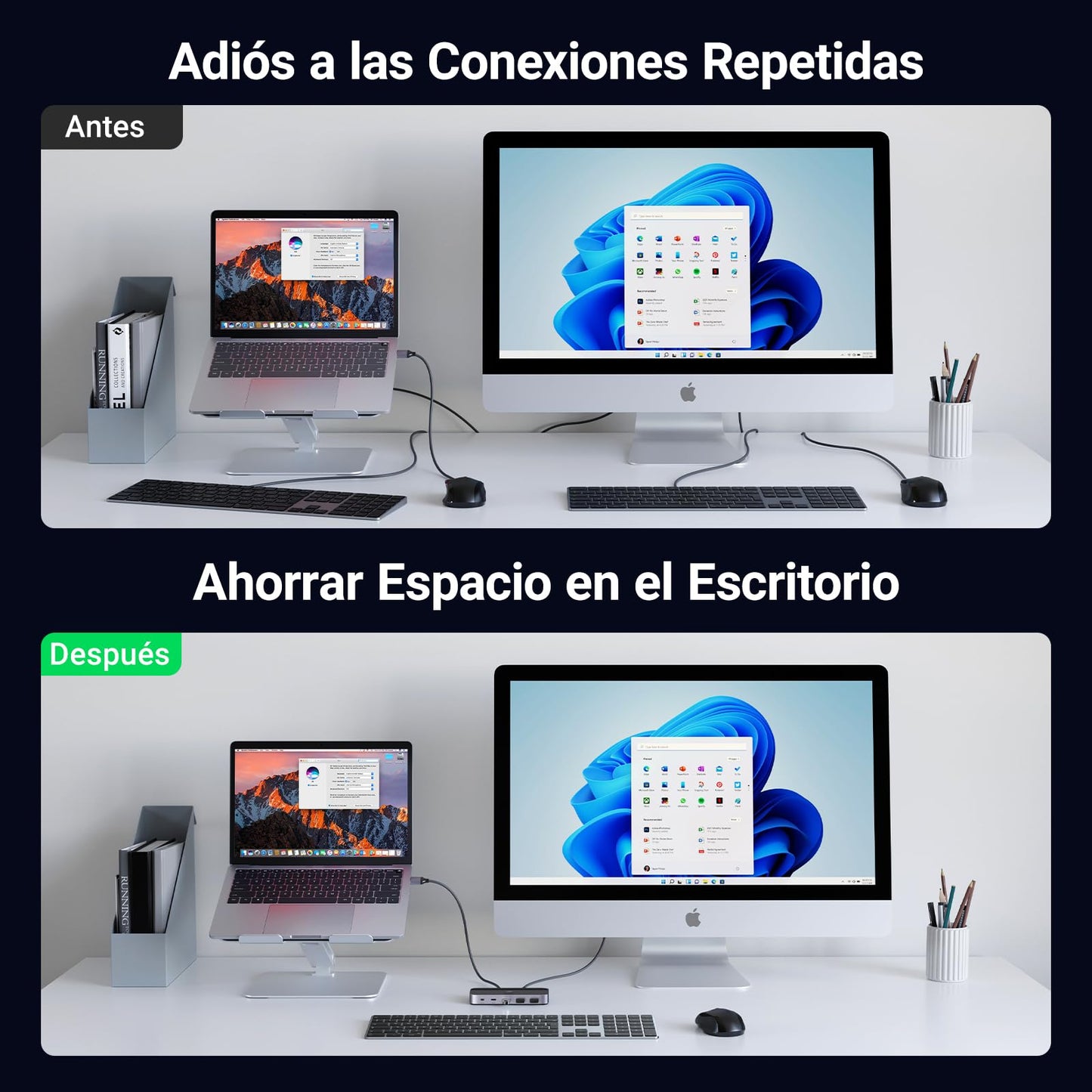 Switch USB C 3.0 UGREEN Negro con Cuatro Puertos para PC y Laptop