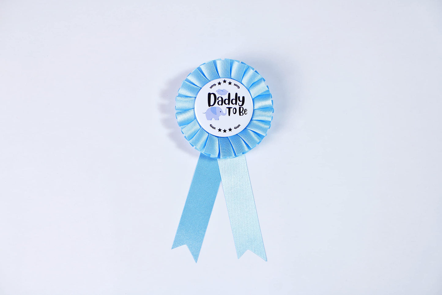 HAPPYLAND - Decoración de ducha para bebé, diseño de elefante azul, diseño de hojalata de mami a ser y papá a ser