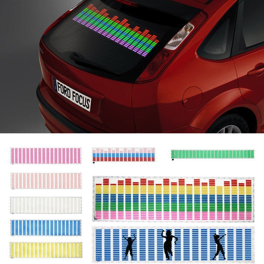 DIYAH - Calcomanías de coche activadas con ritmo de música de sonido automático, ecualizador, luz LED, lámpara de ritmo de voz, 45 cm x 11 cm (rojo)