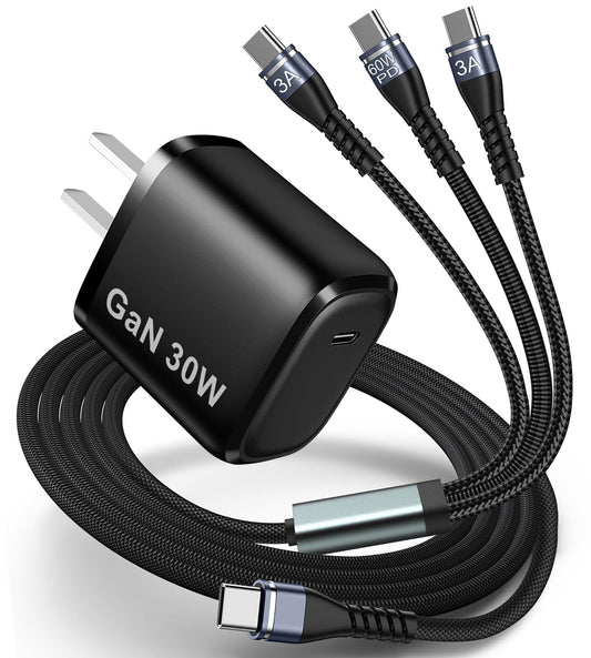Cargador Rápido PD 3 en 1 USB-C de 30 W para DJI Neo, Mini 4 Pro, 4K, 3 Pro/3, 2 SE, Avata, Avata 2, Air 3, Air 2S Drones - Cargador de Pared Tipo C para Accesorios de Drones