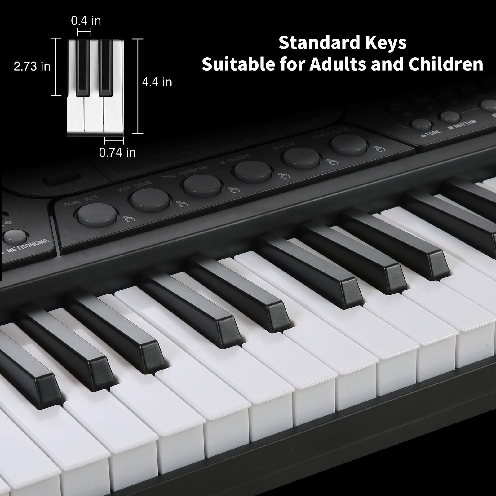 Hricane - Teclas iluminadas de piano para principiantes, adultos, adolescentes, niños, teclado de música electrónico de 61 teclas con modos de enseñanza, alimentado por USB o batería con visualización