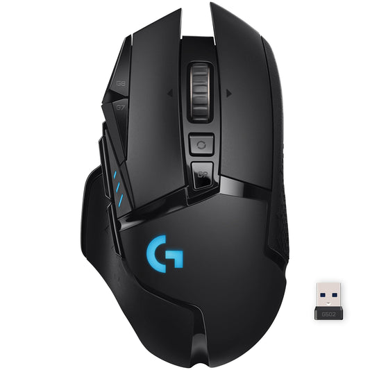 Logitech G Mouse inalámbrico para Juegos 502 Lightspeed con Sensor Hero 25K, Compatible con PowerPlay, Pesos sintonizables y Lightsync RGB, Negro
