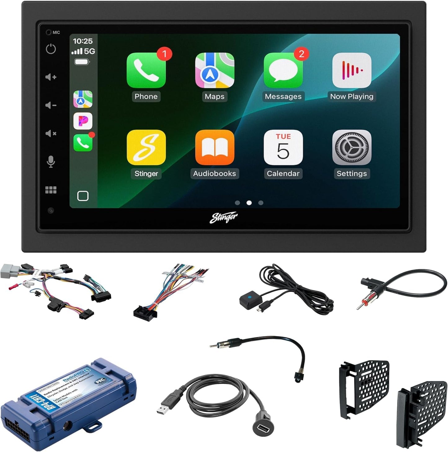 Radio para automóvil Stinger Double DIN con Pantalla táctil HD de 6.8”, Compatible con JK 2007-2018.