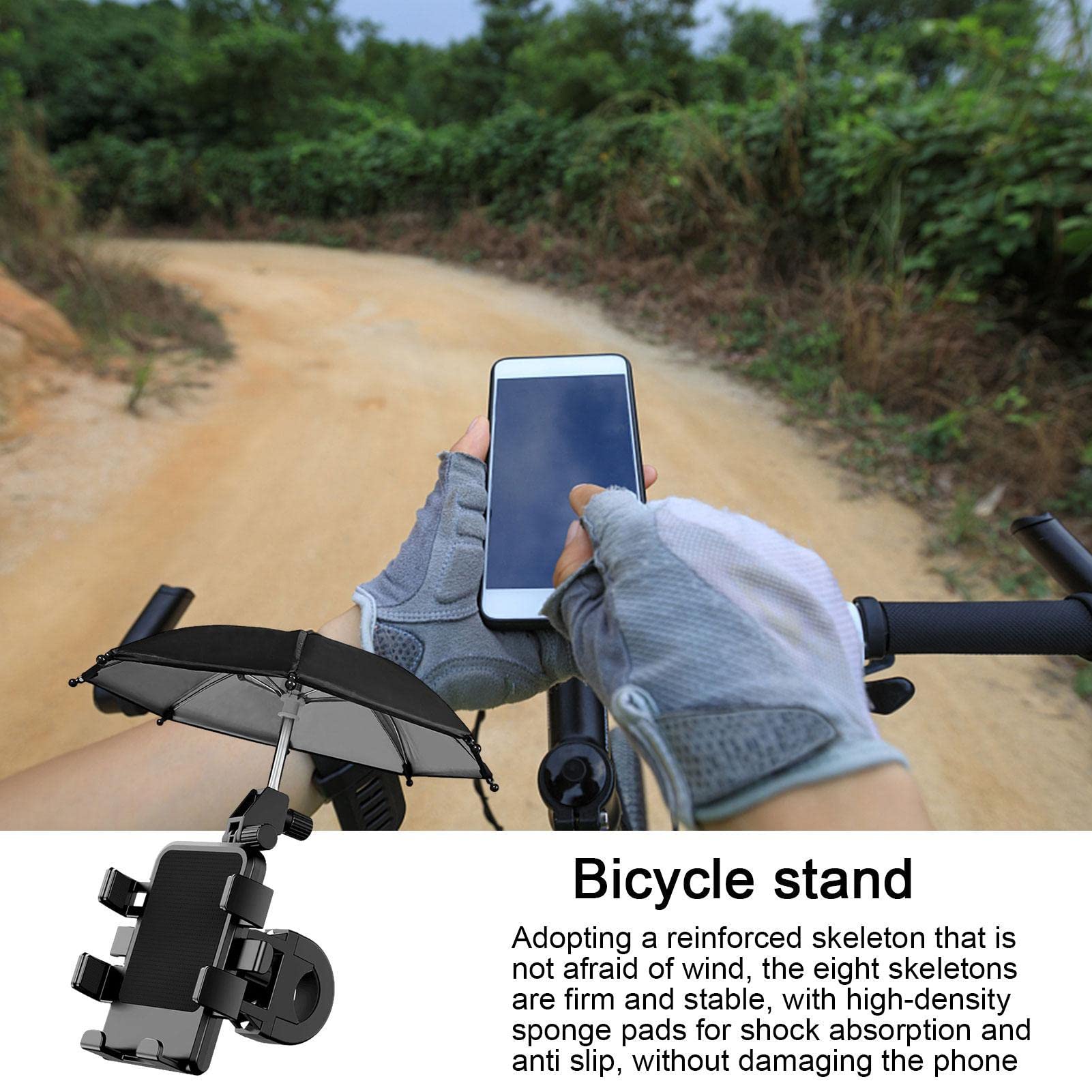 Paraguas de Teléfono PROIDL Solar para Bicicleta y Motocicleta, Manillar Giratorio 360 Grados