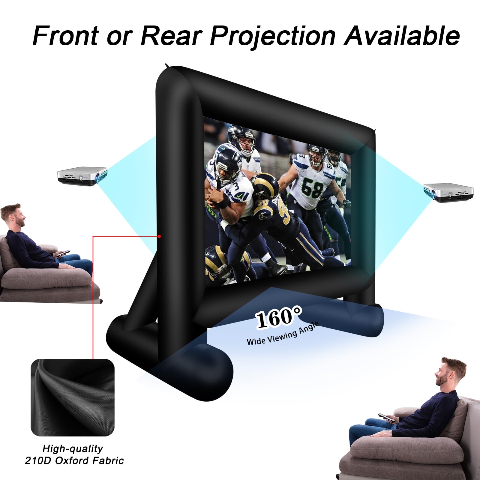 Inlftable visualización de cine inflable de 17 pies para exteriores, visualización de película soplada con bolsa de almacenamiento de soplador de aire, visualización de proyección frontal y trasera de
