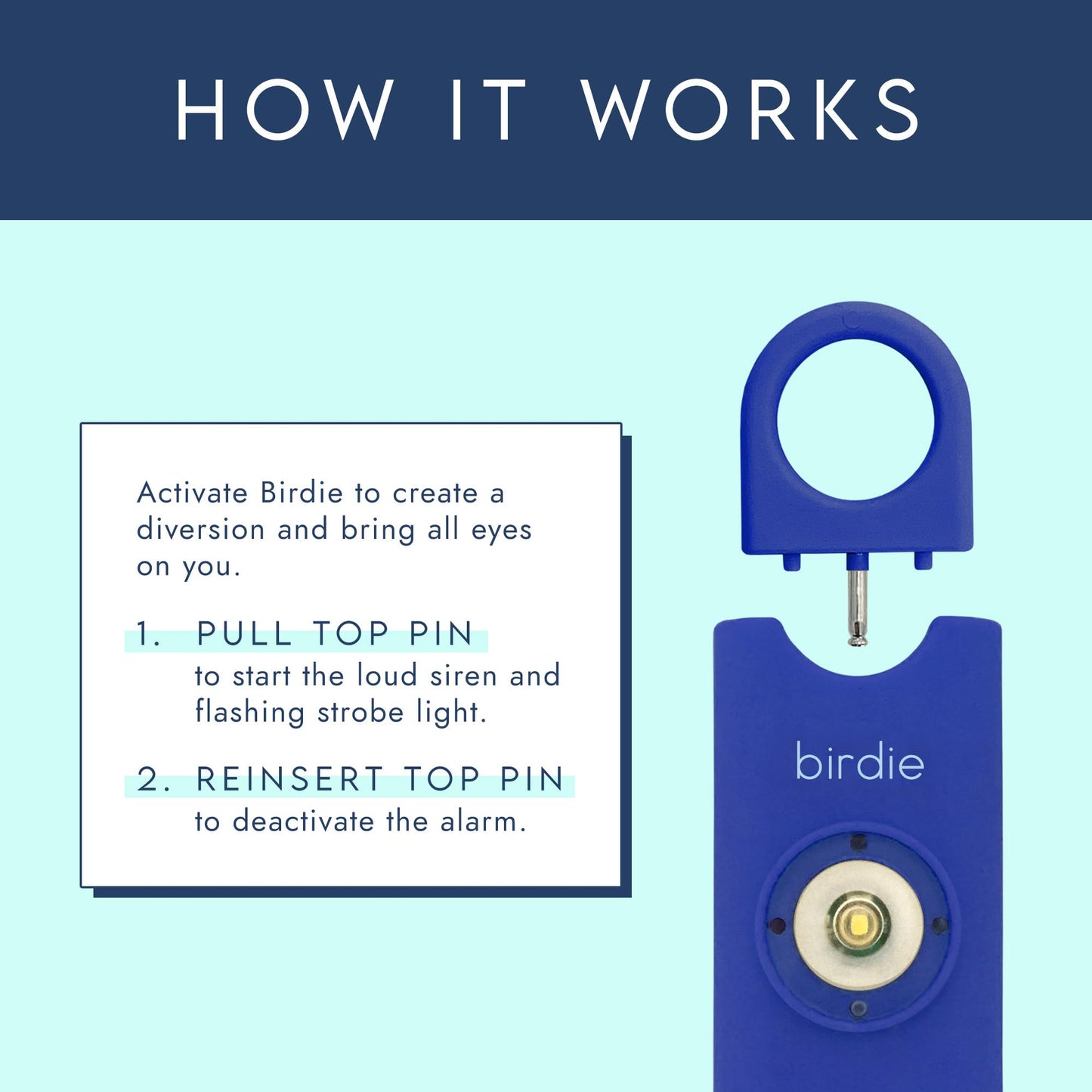 Alarma de Seguridad Personal She’s Birdie Índigo con Sirena Fuerte y Luz Estroboscópica para Mujer