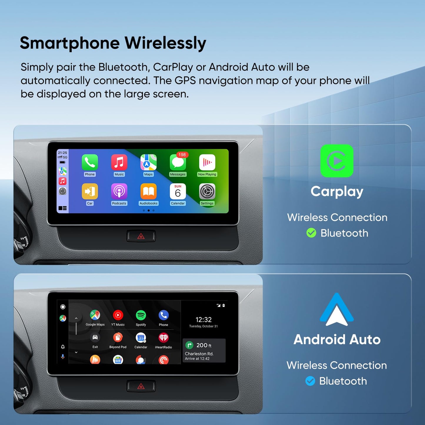 visualización táctil estéreo de coche para Audi Q5 2009-2017 OEM System, Android Auto Wireless CarPlay Bluetooth Upgrade Factory Radio Reemplazo (26 cm Concert/Symphony)