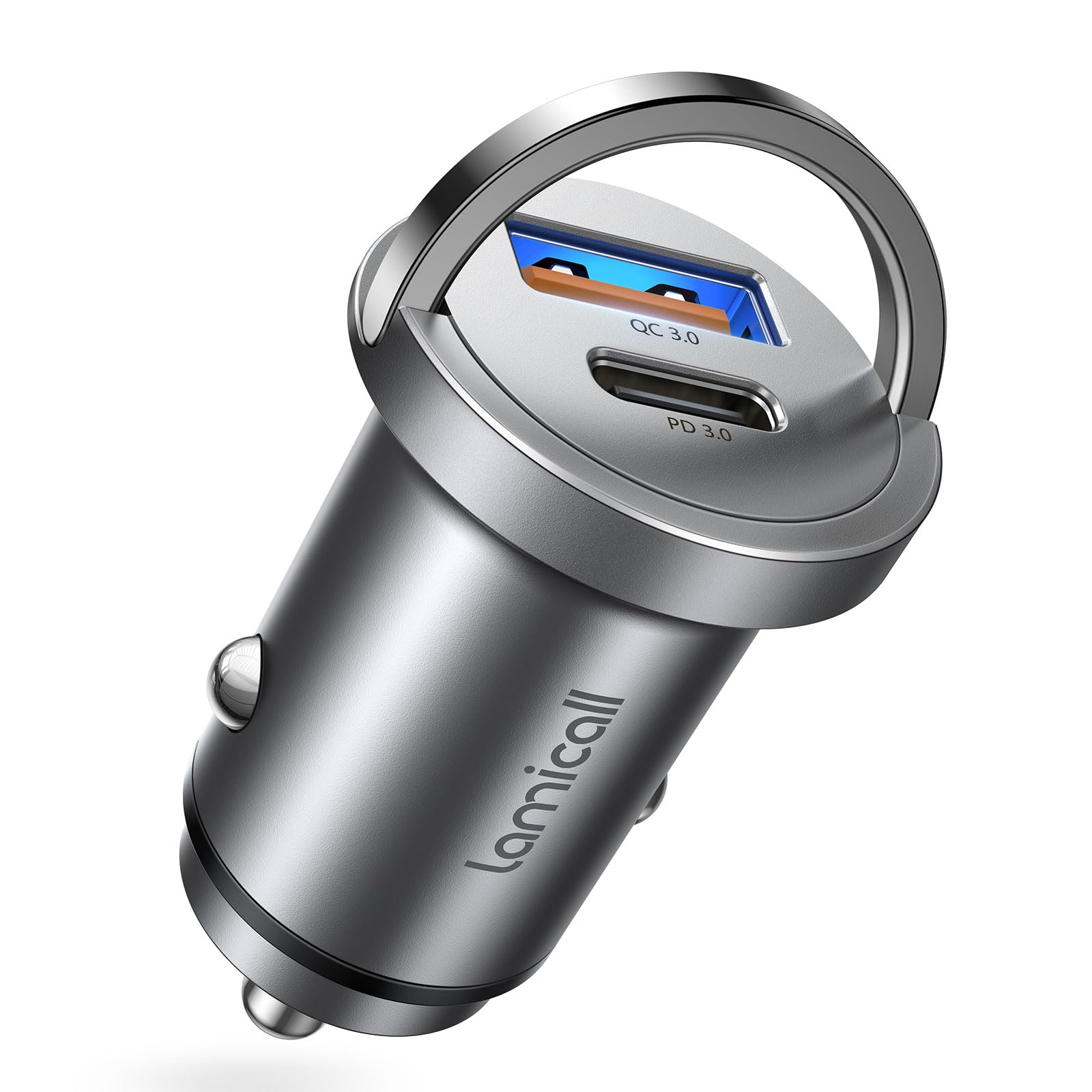 Lamicall 45W Cargador para Auto - Super Mini Todo Metal [45W USB C + 45W USB A] PD & QC 3.0, 24 V/12 V Cargador para Carro Carga Rapida para iPhone 16/15/14 (MX)