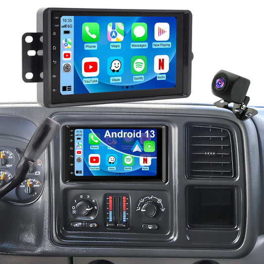 Radio Coche Carplay y Android Auto para GMC y Chevy Negro con GPS Bluetooth WiFi y Cámara