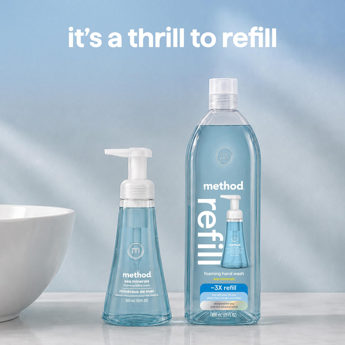 Method Foaming Hand Soap, Refill, Sea Minerals, Recyclable Bottle, Biodegradable Formula, 28 oz, (Pack of 1)