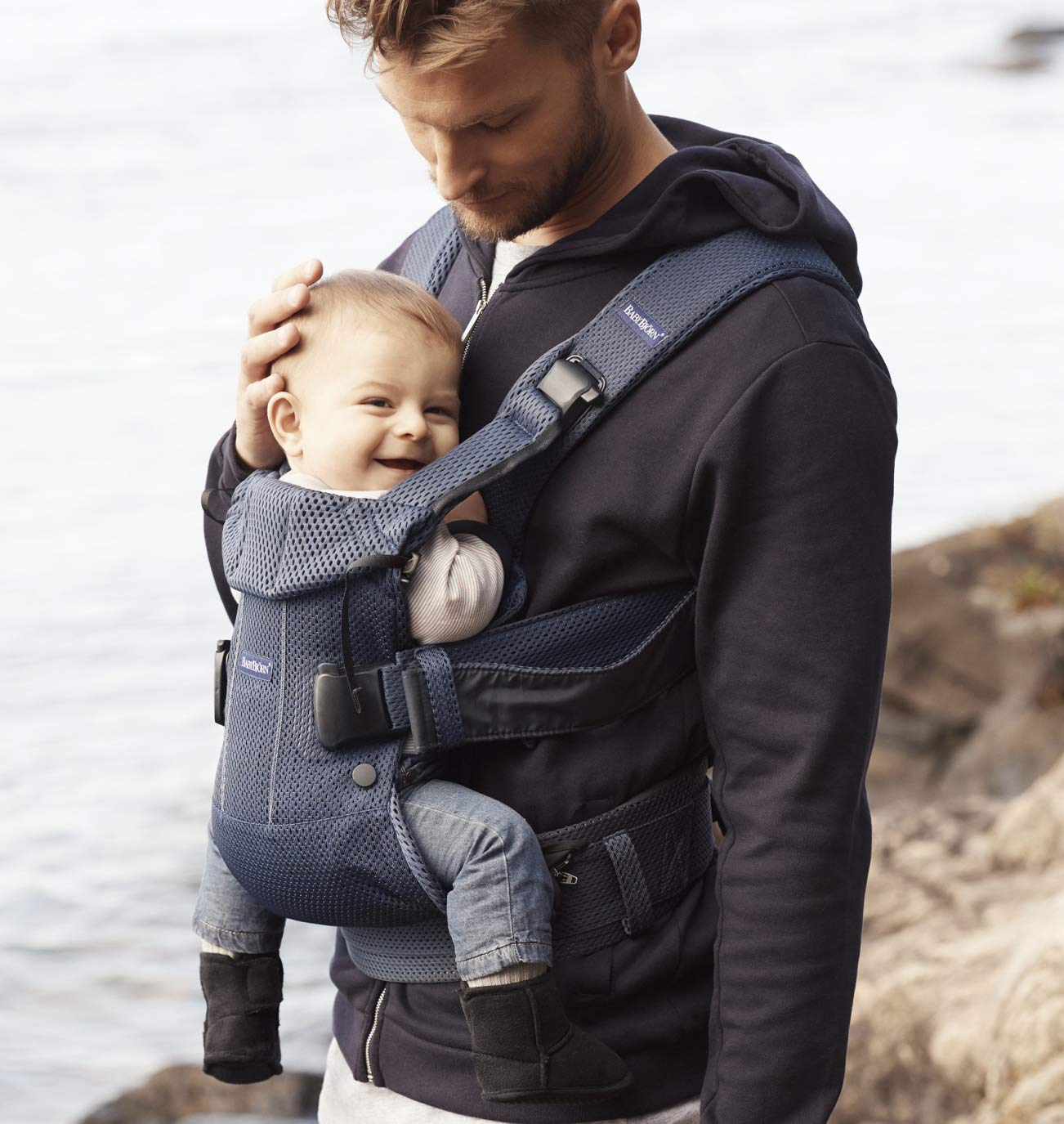 BABYBJÖRN New Baby Carrier One Air 2019 Edition, Mesh, Navy Blue
