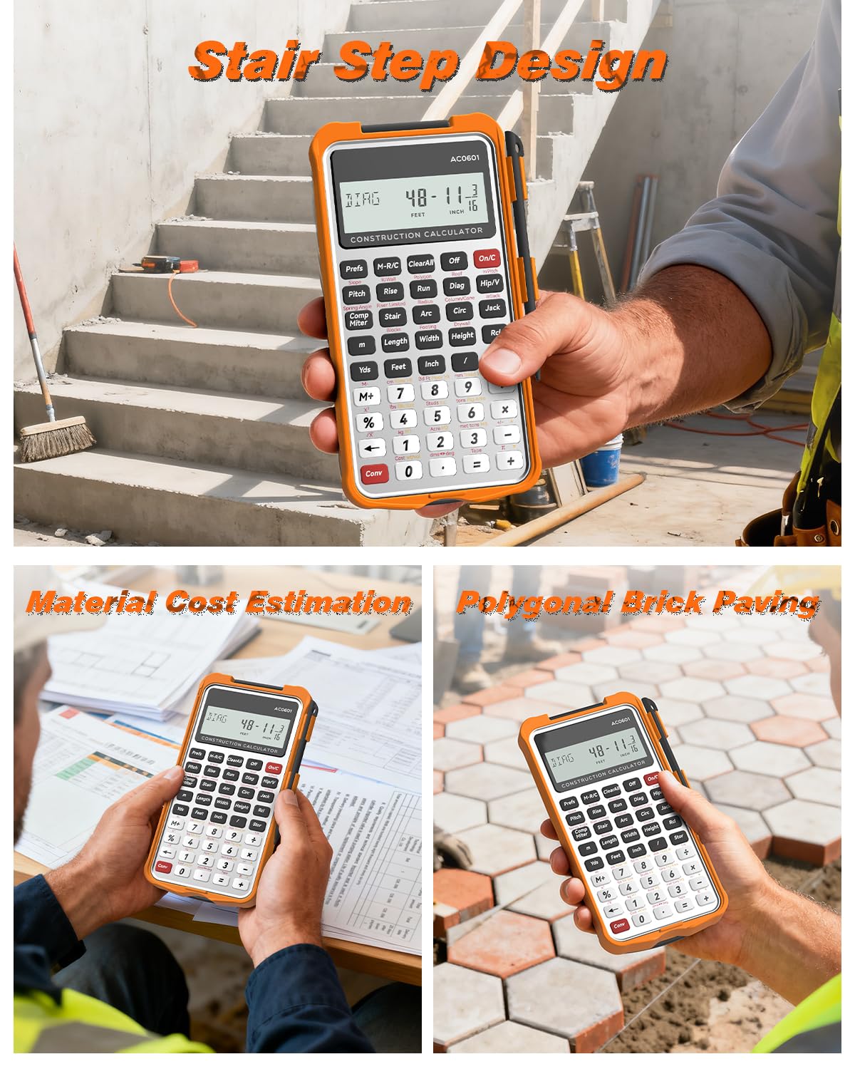 Calculadora de Construcción ROATEE Plateada con Tableta de Escritura