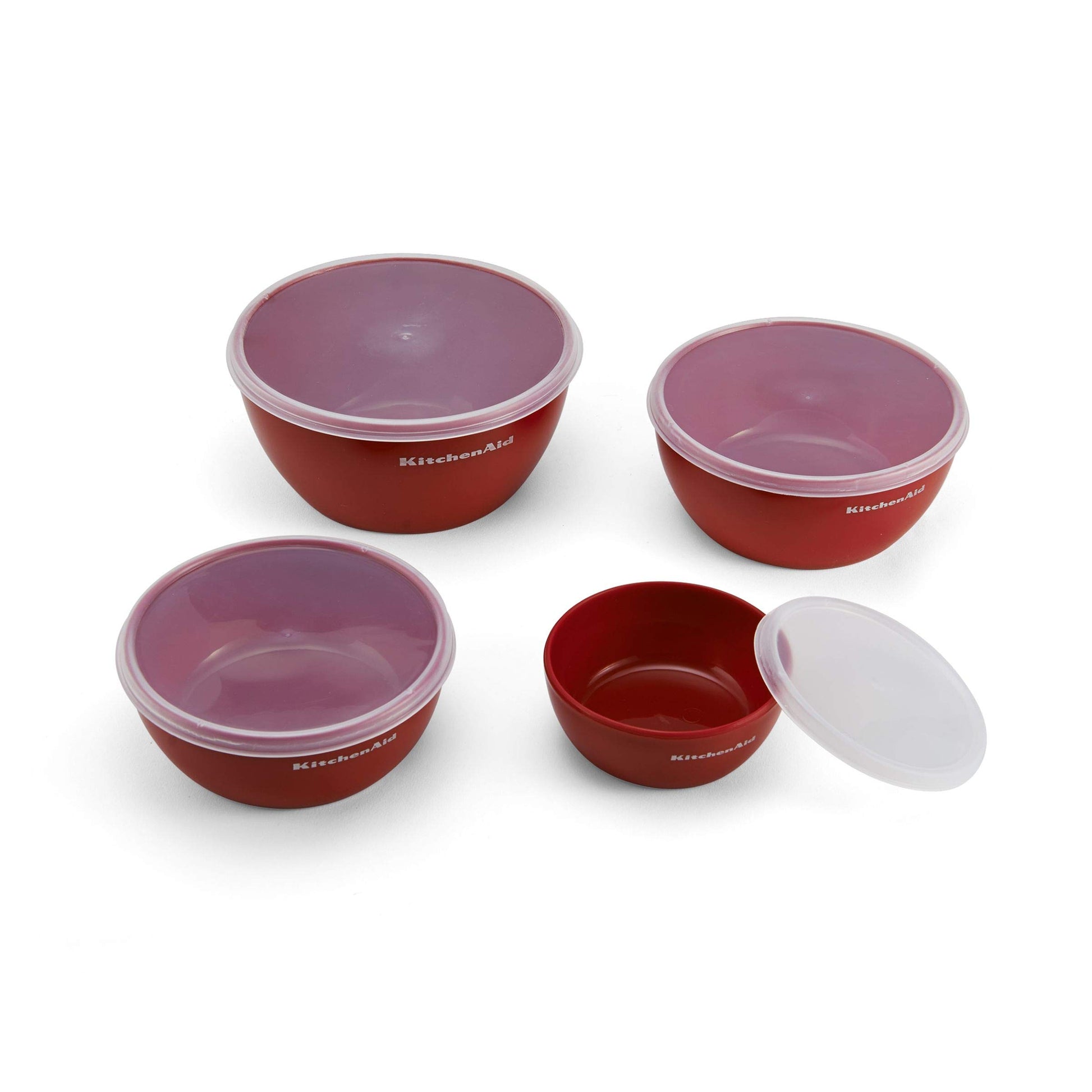 KitchenAid Classic Tazones de preparación con tapa, juego de 4 (8, 16, 24 & 32 oz), Empire Red