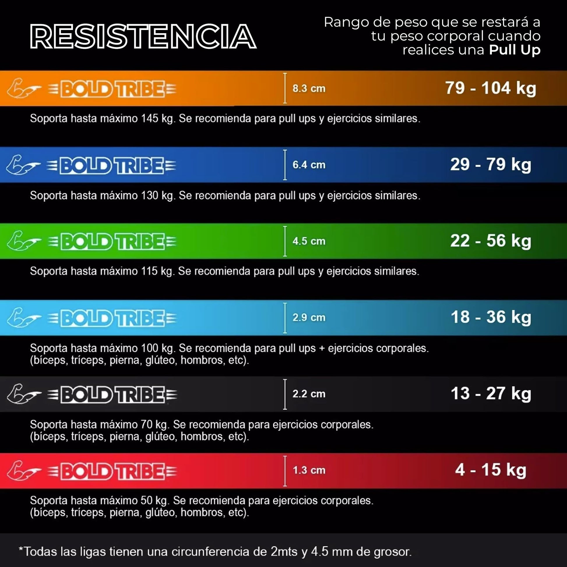 BOLD TRIBE Liga de Resistencia Verde No. 4 - Banda Elástica de 22-56 kg - Bandas de Resistencia para Ejercicio - Cross Training, Calistenia y Entrenamiento Funcional - Gym en Casa