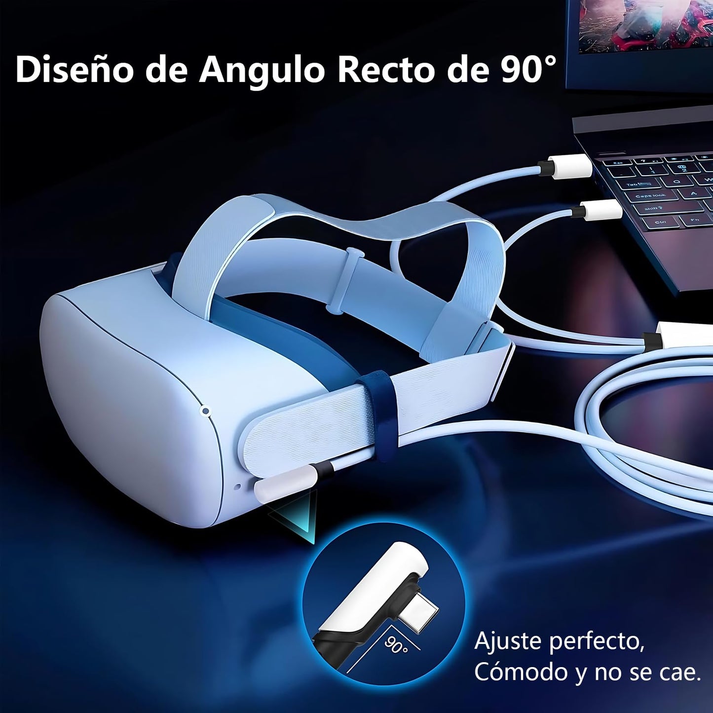 HGFBSFAA Cable de Enlace de Compatible con Meta Oculus Quest 2 Pico Accesorios y Juegos de PC Steam VR, Cable de Transferencia 5 Gbps USB 3.0 Tipo C, Puerto de Carga USB C para Auriculares VR, 5M