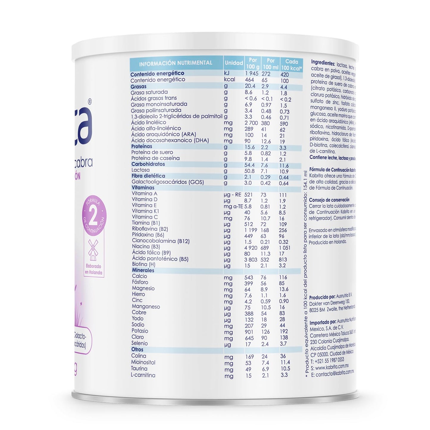 Kabrita Fórmula Infantil de Leche de Cabra de Fácil Digestión para Bebés de 6 a 12 Meses | Con Proteína A2, Prebióticos, DHA, ARA | 1 Lata de 400g