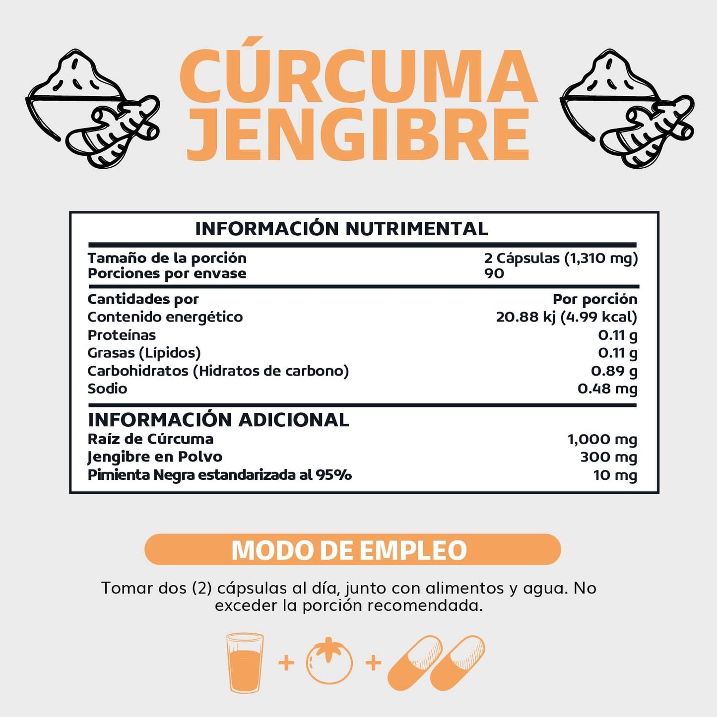 Beyond Vitamins | Cúrcuma + Jengibre potenciado con Pimienta Negra (Piperina) – Máxima Absorción y Calidad Garantizada | Vegano | (180 Cápsulas)
