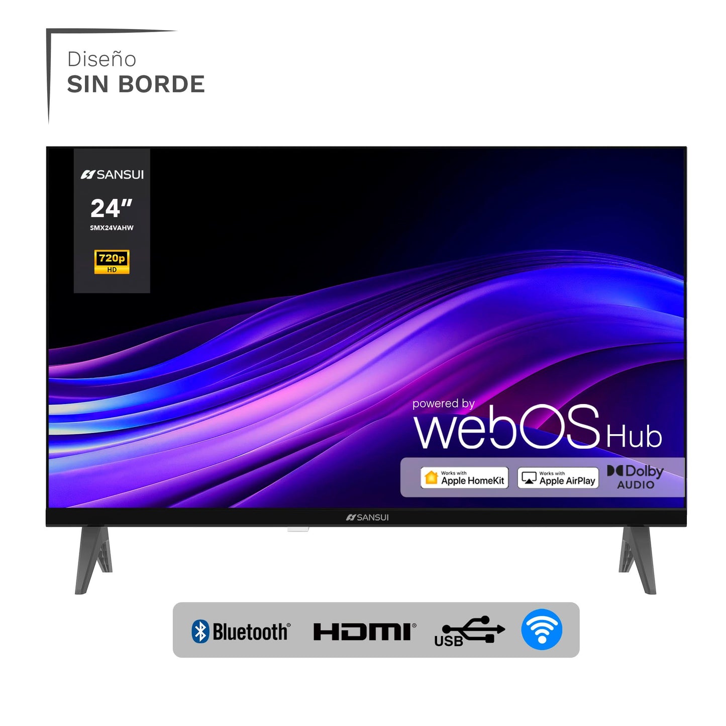 TV HD Smart SANSUI Blanca Sistema Operativo WebOS Series 2024