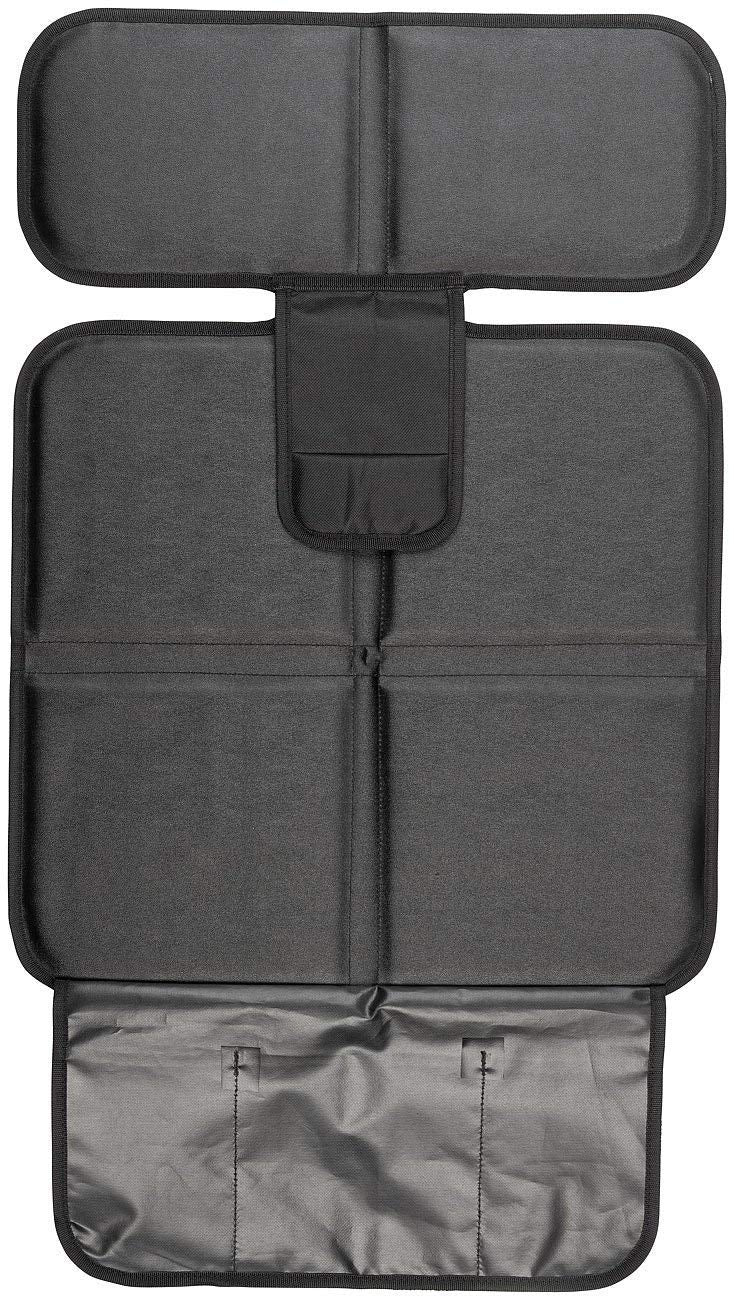 Kaiphy Protector de Asiento de Coche - Tapete Protector - Acolchado Grueso - Tela Resistente E Impermeable, Esquinas Reforzadas con Cuero Y 3 Bolsillos para Un Almacenamiento Práctico Gris