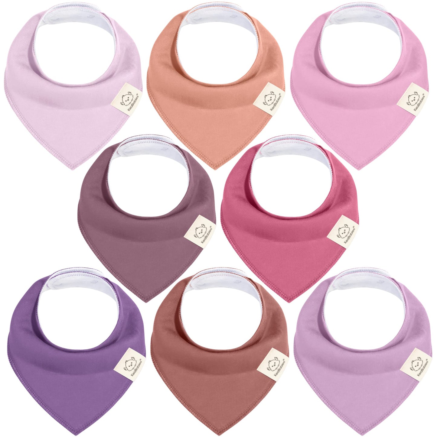 Paquete de 8 baberos orgánicos para niñas – Baberos triangulares súper absorbentes para bebés babeos y dentición, 100% algodón extra suave para recién nacido, bebé de 0 a 36 meses (Lila)