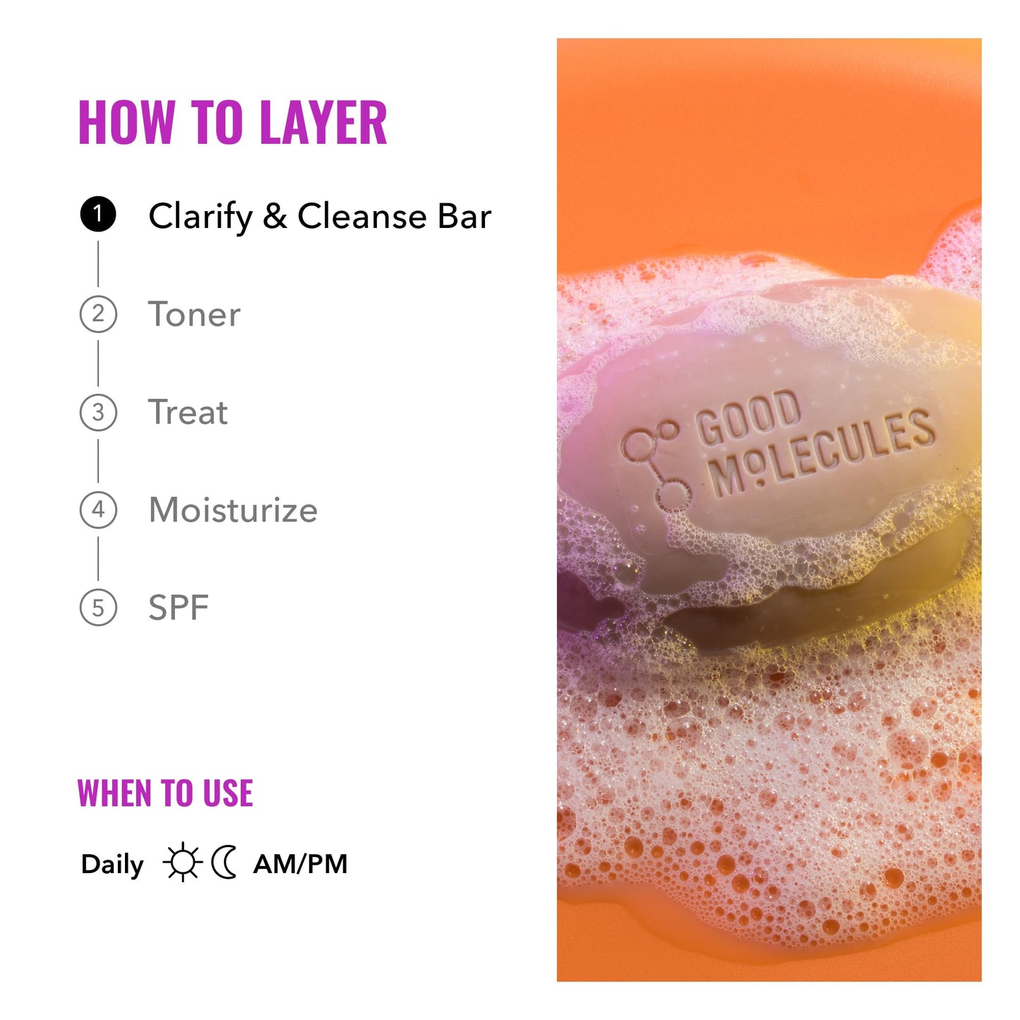 Good Molecules Clarify and Cleanse Bar 89g/3.15oz - Soap-Free Bar with Salicylic Acid BHA, Tea Tree, Kaolin Clay to Balance, Hydrate for Even Tone, Breakouts, Acne - Skin Care For Face and Body