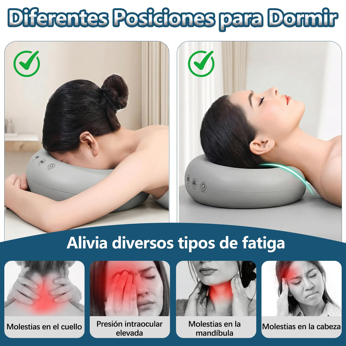 Almohada de Masaje Facial OVQZAW Beige con Espuma Viscoelástica Transpirable