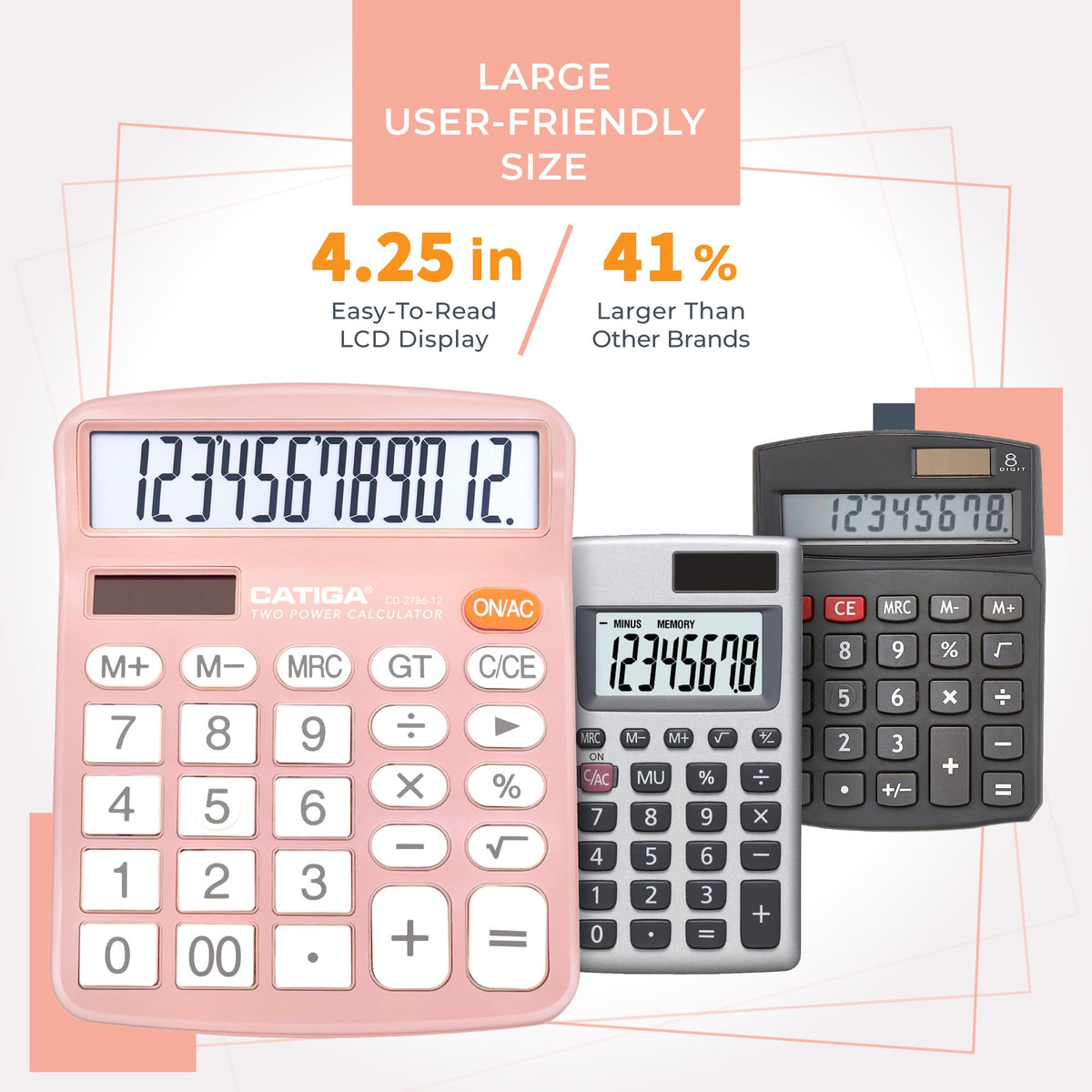 Calculadora de Escritorio CATIGA Azul Pantalla LCD Grande de 12 Dígitos para Oficina, Hogar y Escuela