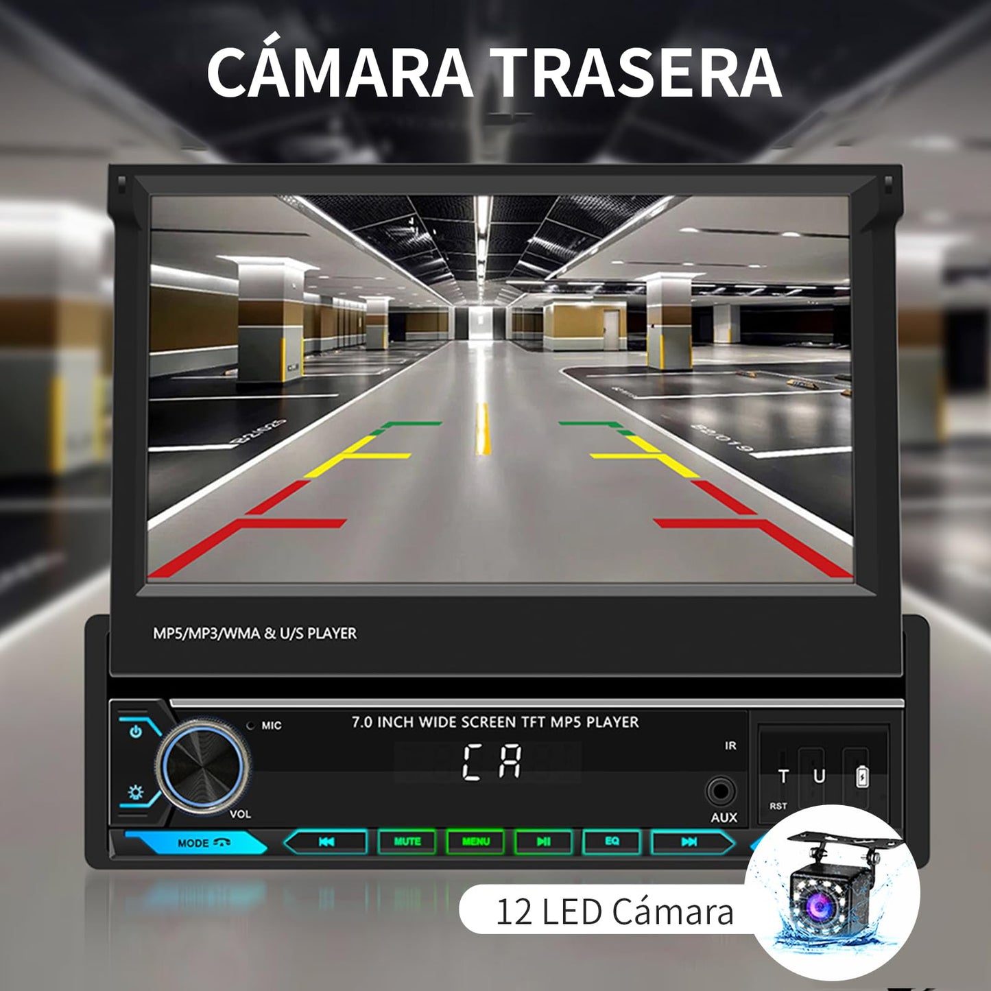 FINYQBET Stereo para Auto de 7 Pulgadas,estereo 1 din con CarPlay y Android Auto, Control de Volante y Cámara de Reversa,Estereos para Coches Ideal para Conducir Seguro y Disfrutar de Música Inmersiva
