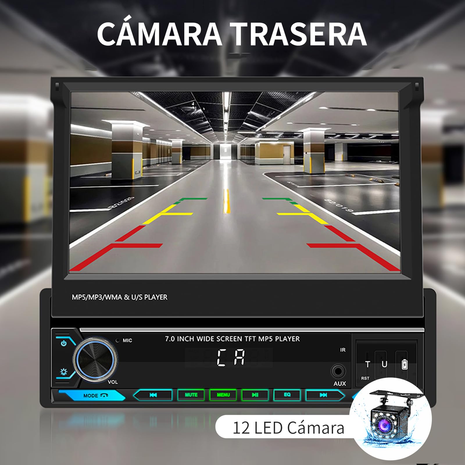 FINYQBET Stereo para Auto de 7 Pulgadas,estereo 1 din con CarPlay y Android Auto, Control de Volante y Cámara de Reversa,Estereos para Coches Ideal para Conducir Seguro y Disfrutar de Música Inmersiva