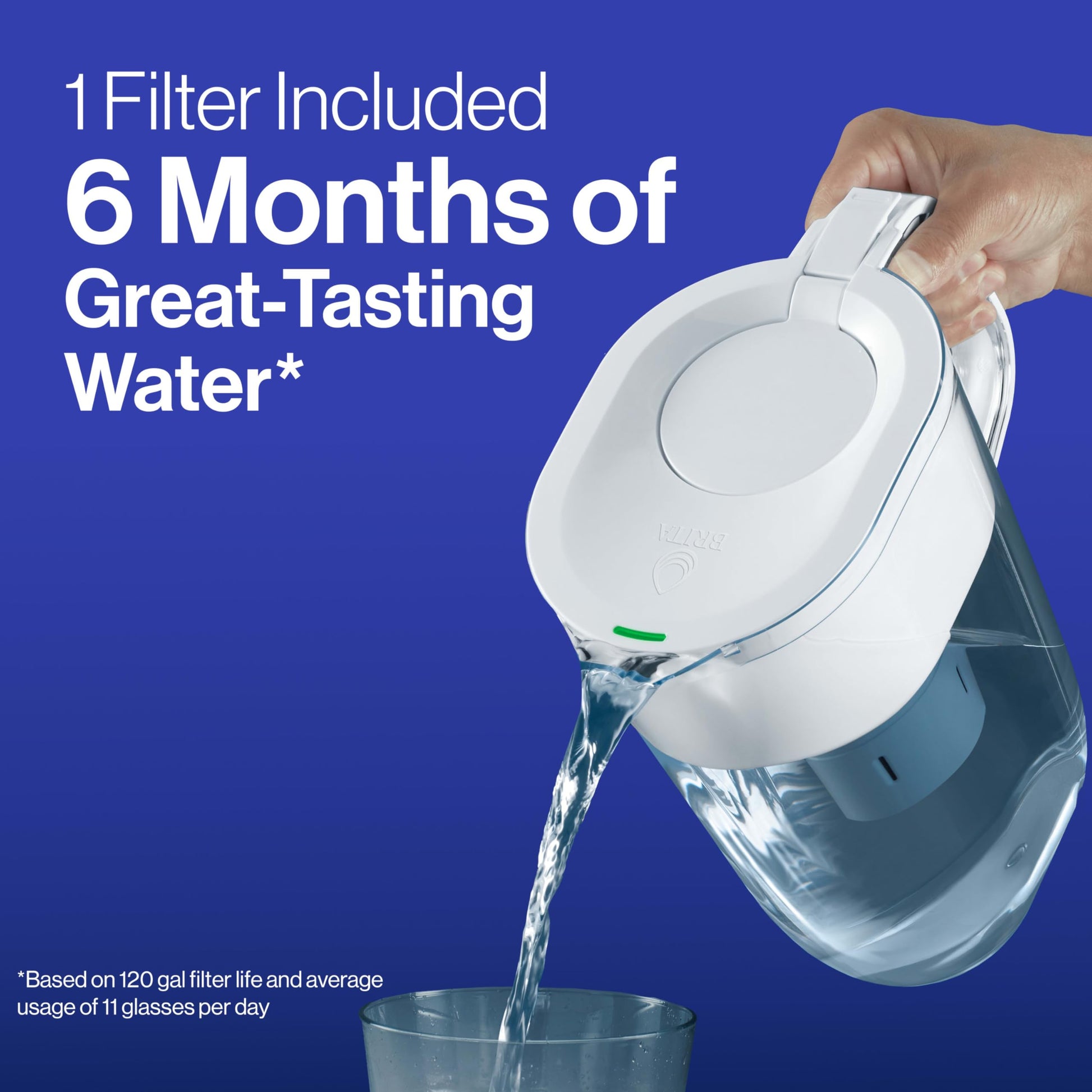Brita Longlast Filtro de agua, filtros de repuesto de larga duración para jarras y dispensadores, Duradero, Azul oscuro, 1ct, 1