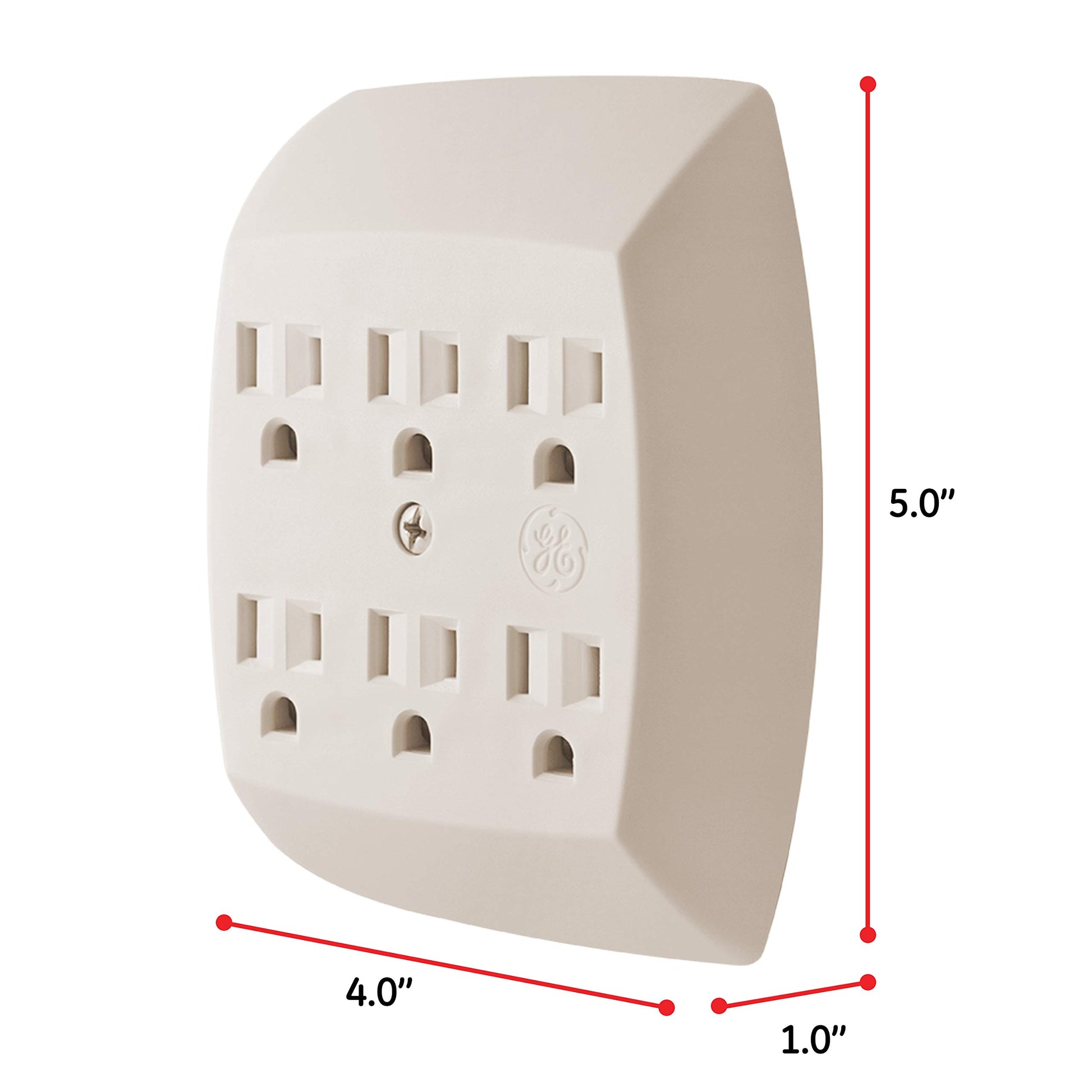 GE Adaptador de Tierra para pared con 6 enchufes Ivory