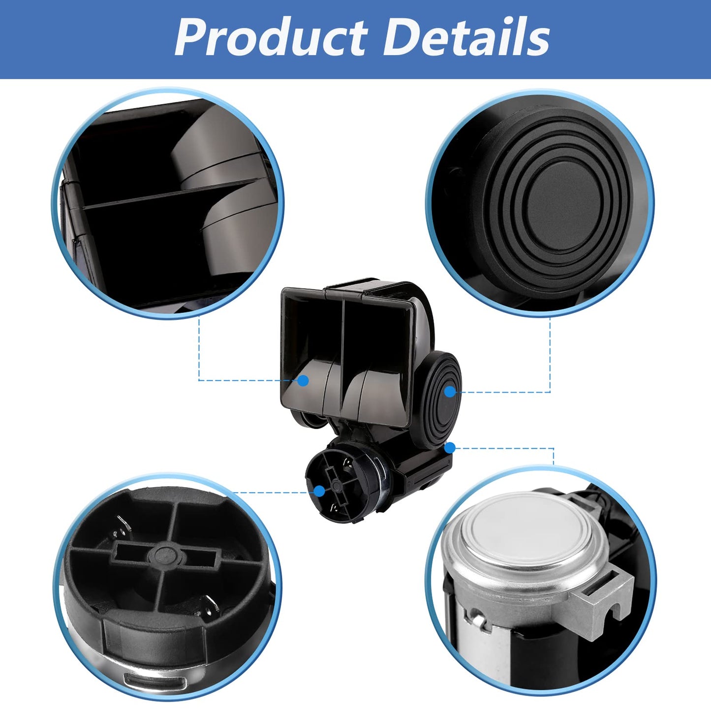 HK Bocina de aire de tren con compresor, 12 V 150 dB, bocina eléctrica de caracol con relé automotriz y arnés de cableado para cualquier vehículo de 12 V, camión, motocicleta, color negro