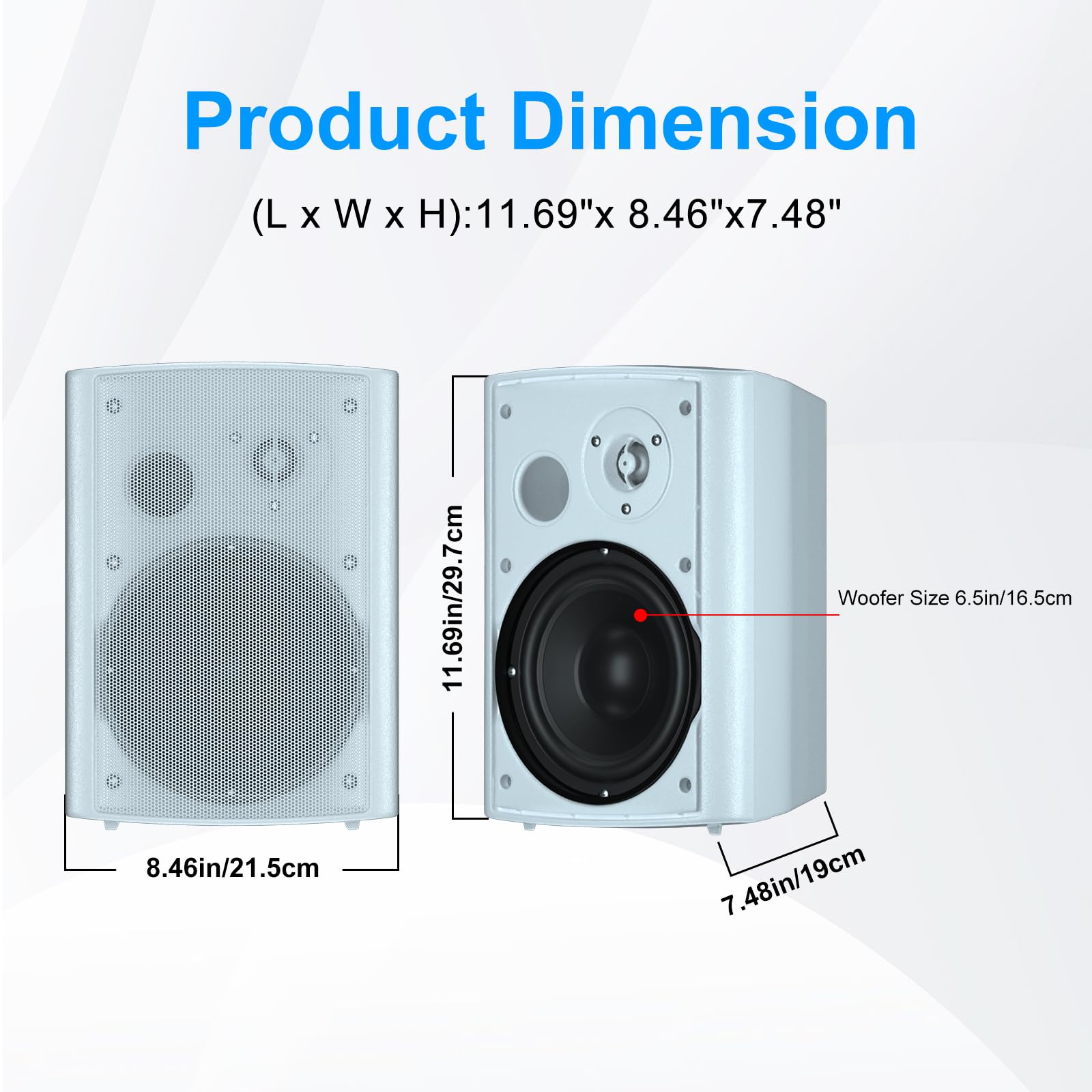 Herdio Bocinas para Exterior,6.5 Pulgadas 800W Altavoces para Exteriores, Resistente al Agua, Adecuado para el hogar, Patio, Terraza,Patio Trasero(4 Altavoces,Blanco)