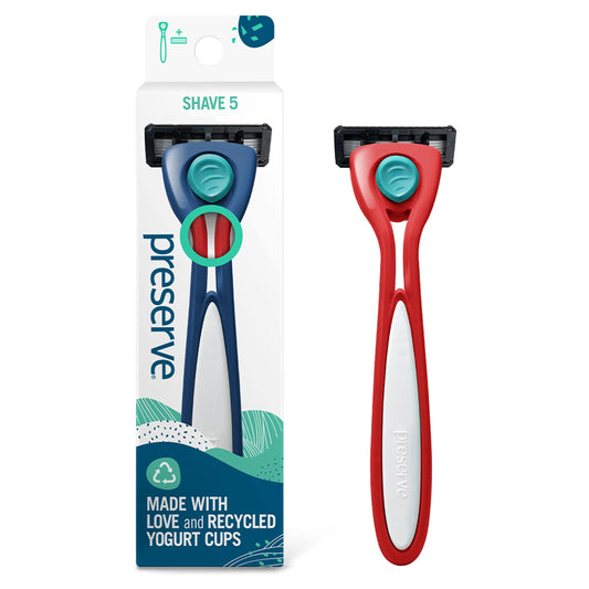 Navaja de Afeitar Preserve Rojo Amapola Rellenable con 5 Hojas Reutilizables