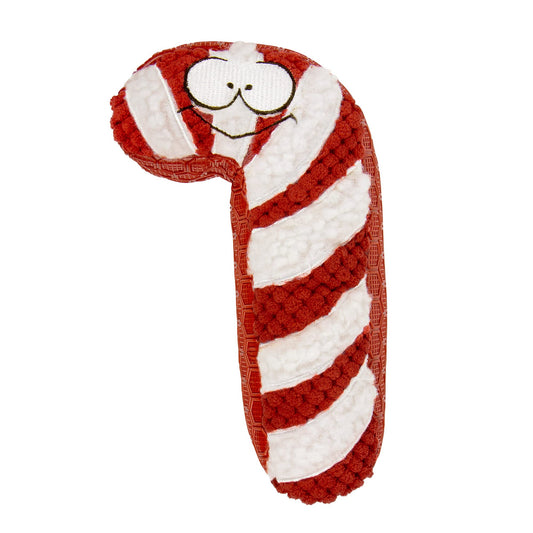 goDog Holiday Collection TPE Peluche de bastón de Caramelo chirriante para Perro, tecnología de protección masticable, Rojo/Blanco, Talla única