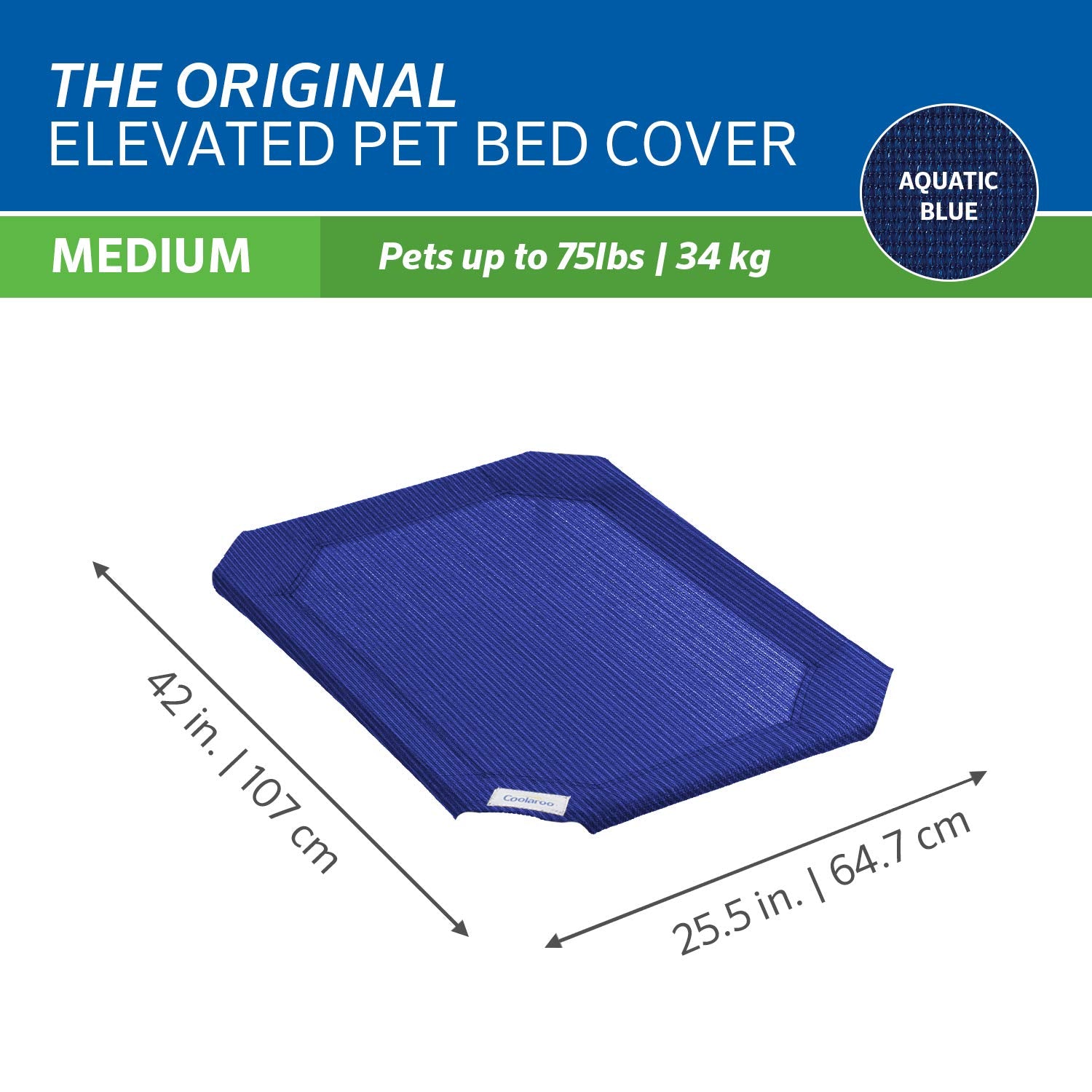 Coolaroo The Original Funda de Repuesto para Cama elevada para Mascotas, tamaño Mediano, Azul acuático