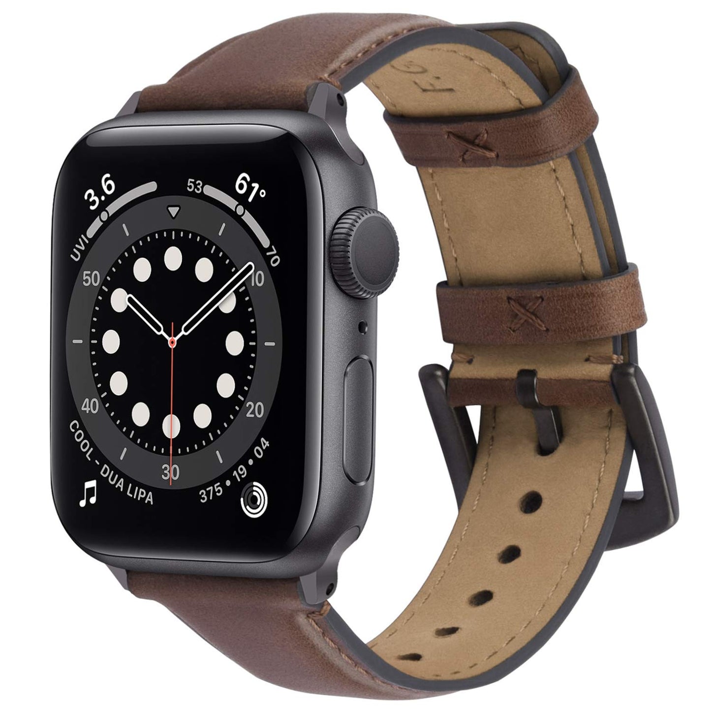 Fullmosa Correa Apple Watch Ultra 49mm (Series 7/8 con 45mm Series SE/6/5/4 con 44mm, Series 3/2/1 con 42mm Yola Serie Pulsera de Piel Cuero Bruñida para iWatch, Marrón Oscuro + Hebilla Gris