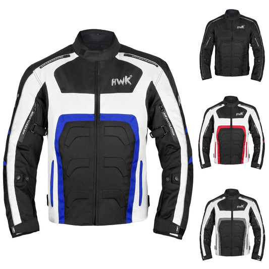 HWK - Textile Motorcycle Jacket For Men Dualsport Enduro Motorbike Biker Riding Jacket Breathable CE ARMORED WATERPROOF (Blue, 4XL)