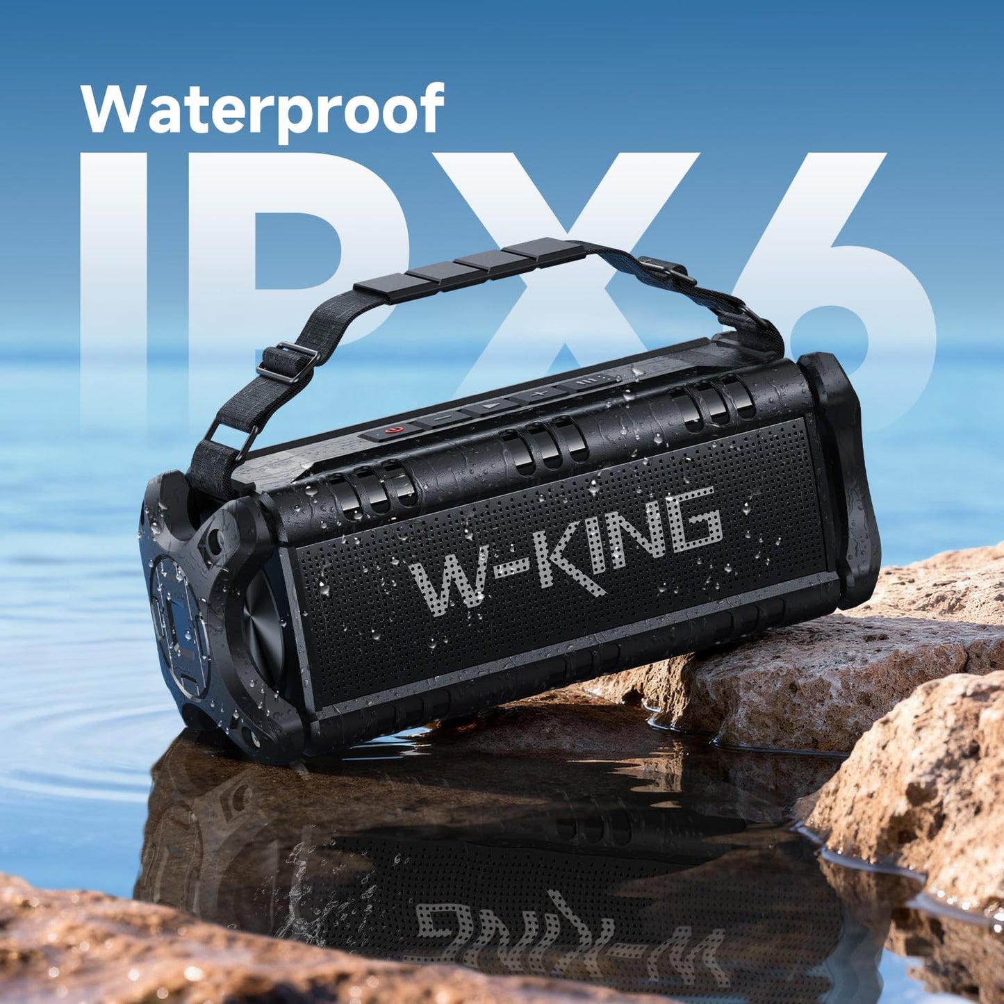 W-KING Altavoz Bluetooth Potente 90W con Graves Profundos, IPX6 Impermeable, Bocina Boombox Grande para Exteriores, Altavoz portáti Inalámbrico, Subwoofer, 24 Horas, Banco de Energía,TF, NFC, AUX, EQ