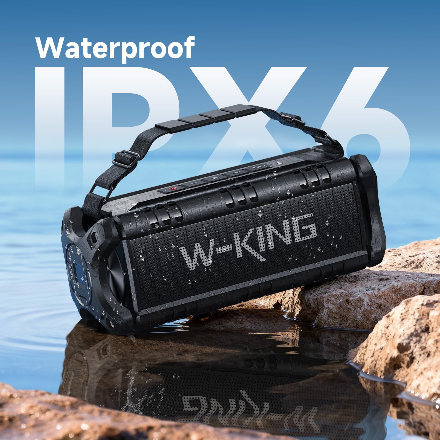 W-KING Altavoz Bluetooth Potente 90W con Graves Profundos, IPX6 Impermeable, Bocina Boombox Grande para Exteriores, Altavoz portáti Inalámbrico, Subwoofer, 24 Horas, Banco de Energía,TF, NFC, AUX, EQ
