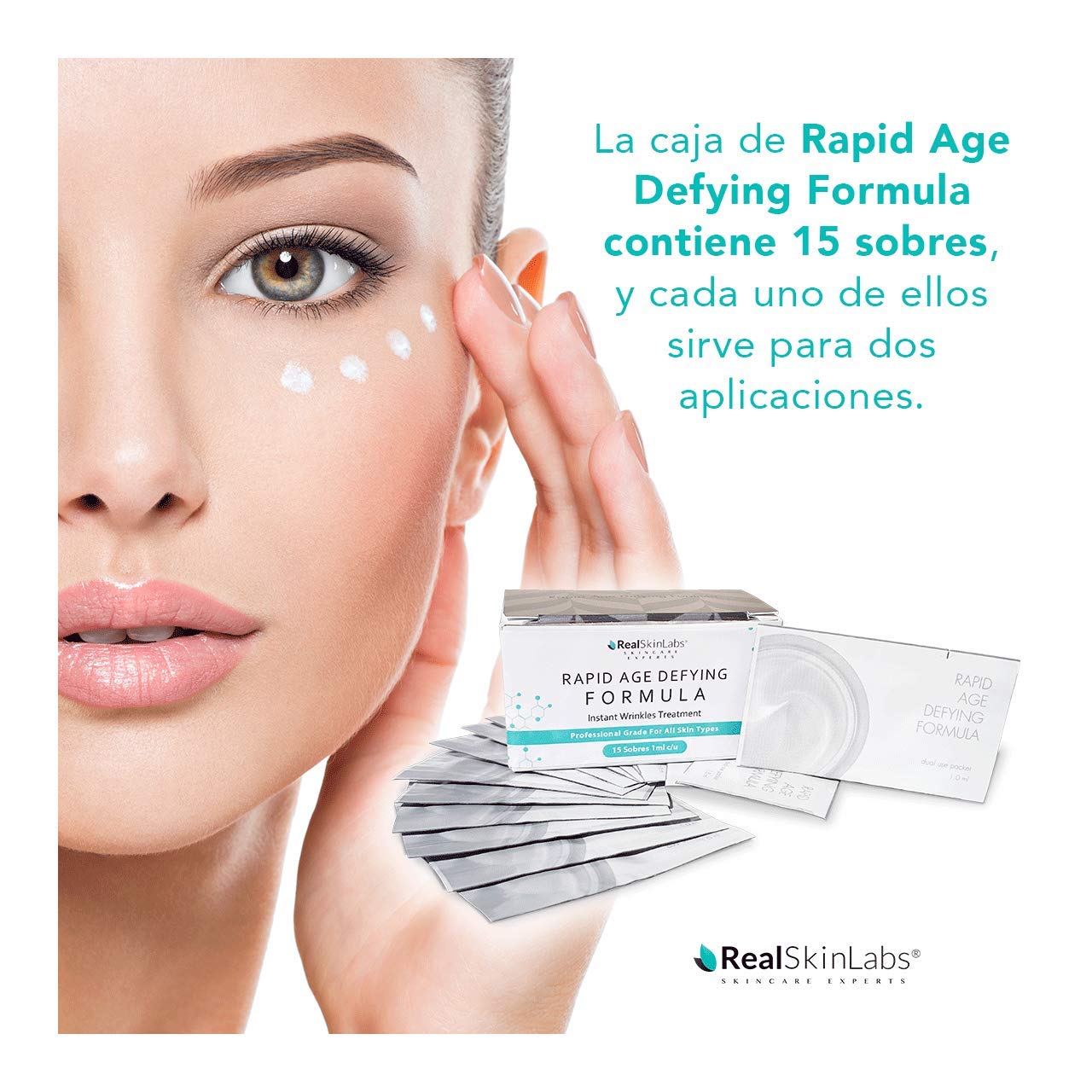 Rapid Age Defying Formula con Pantenol y Vitamina C/ ¡Reduce drásticamente las bolsas de los ojos, arrugas, líneas de expresión y la hinchazón AL INSTANTE!, además brinda suavidad a tu piel con cada aplicación gracias a la combinación de péptidos que logr