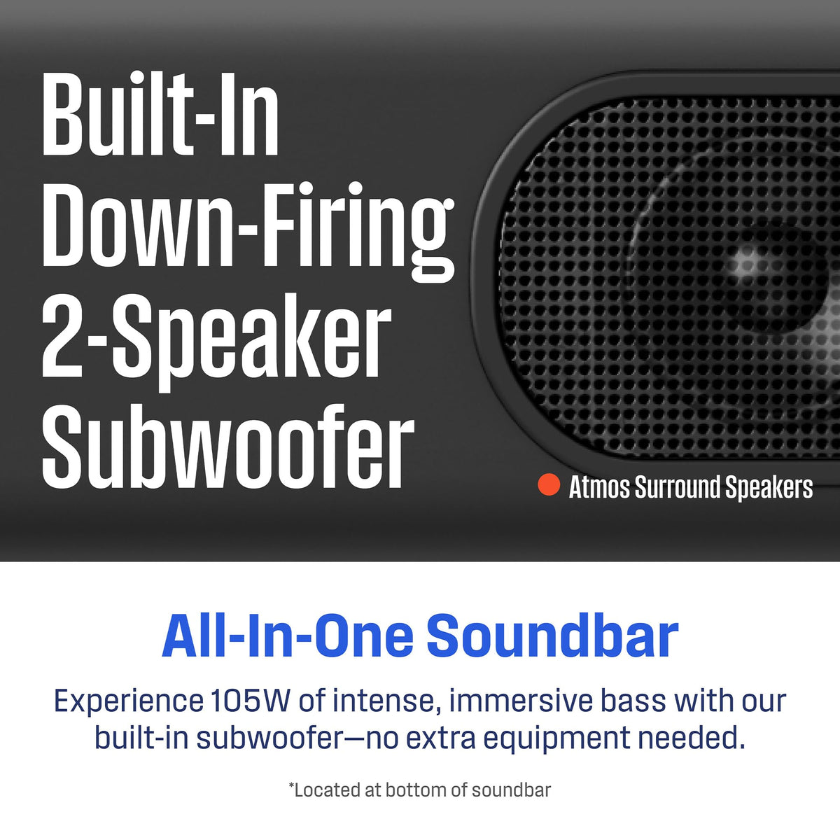 Barra de Sonido Westinghouse Negra con Dolby Atmos y Altavoces de Altura, 3.1.2 Canales, 210 W, Bluetooth, eArc, HDMI