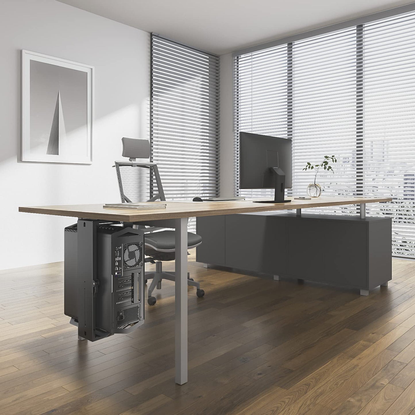 Soporte CPU Ajustable WALI Negro con Giro de 360° y Bloqueo Seguro